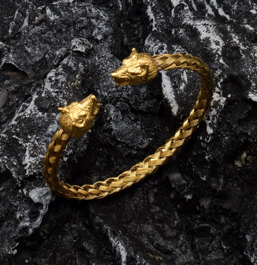 Viking Wolf Head Stainless Steel Braided Bracelet