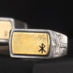 Nordic Viking Ring – Silver & Copper Inlay