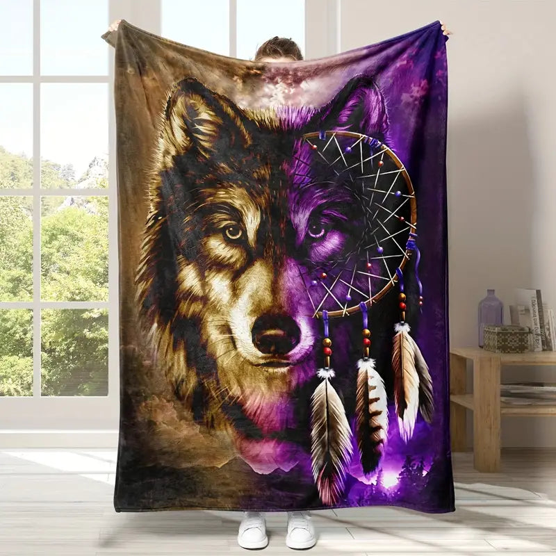 Wolf Digital Printing Flannel Blanket - Super Soft & Warm