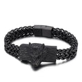 Titanium Steel Wolf Head Bracelet – Black, Gold & Steel