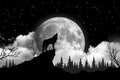 Wolf Moon Tapestry - Black Wall Hanging Decor