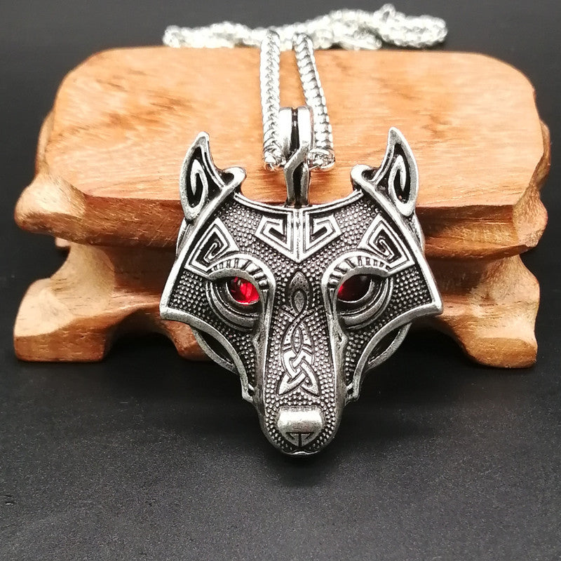 Viking Wolf Head Pendant Necklace