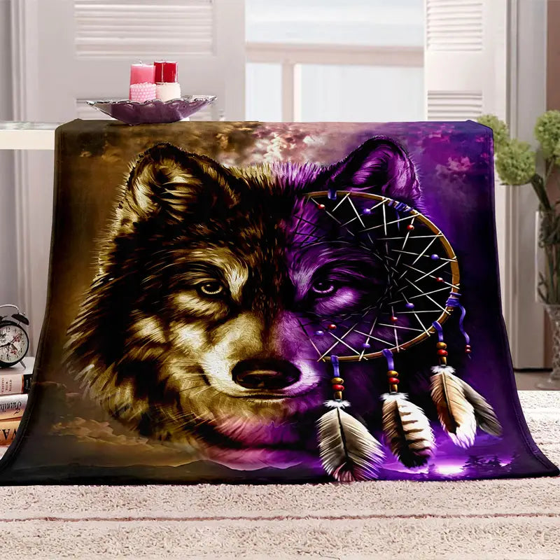 Wolf Digital Printing Flannel Blanket - Super Soft & Warm