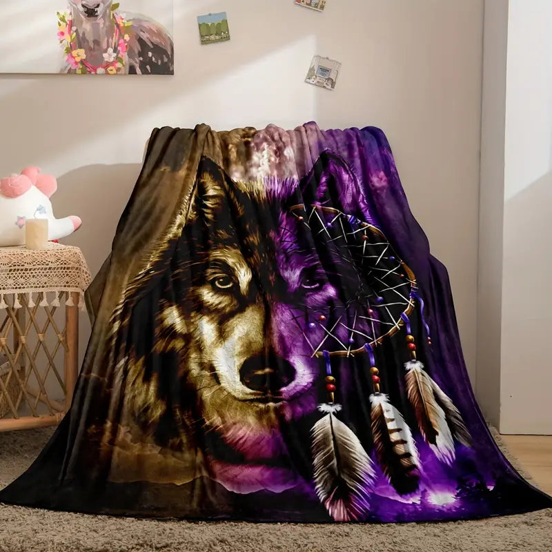 Wolf Digital Printing Flannel Blanket - Super Soft & Warm