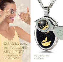 Wolf Pendant Necklace – 24K Gold Inscribed on Onyx