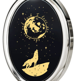 Wolf Pendant Necklace – 24K Gold Inscribed on Onyx