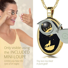Wolf Pendant Necklace – 24K Gold Inscribed on Onyx