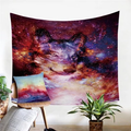 Digital Print Tapestry - Galaxy Wolf Design