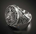 Two-Tone Wolf Moon Ring with Sunflower and Crystal