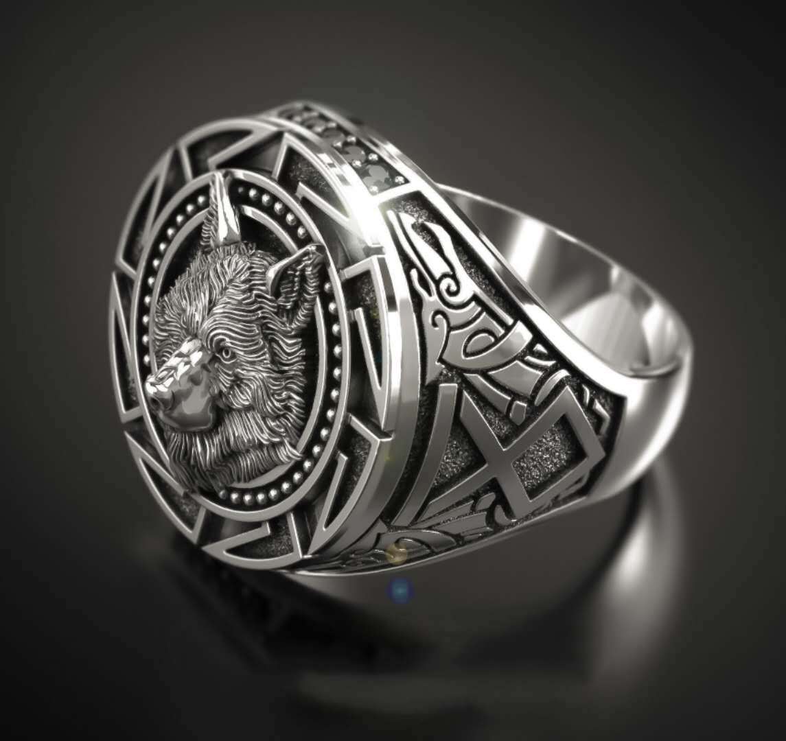 Two-Tone Wolf Moon Ring with Sunflower and Crystal