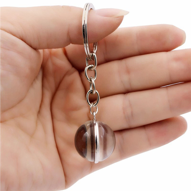 Howling Wolf Moonlight Gem Keychain with Metal Ring