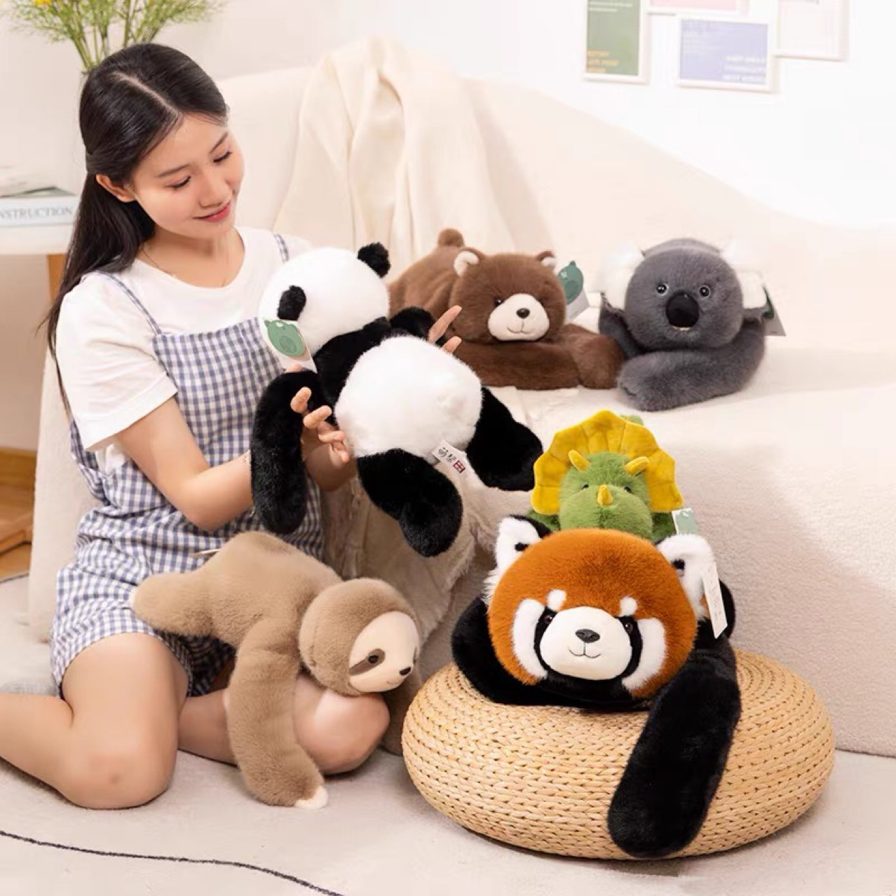 Panda	 Koala	 Sloth	 Dinosaur	 Bear & Little Panda Plush Doll Gift – Kids Soft Stuffed Toy