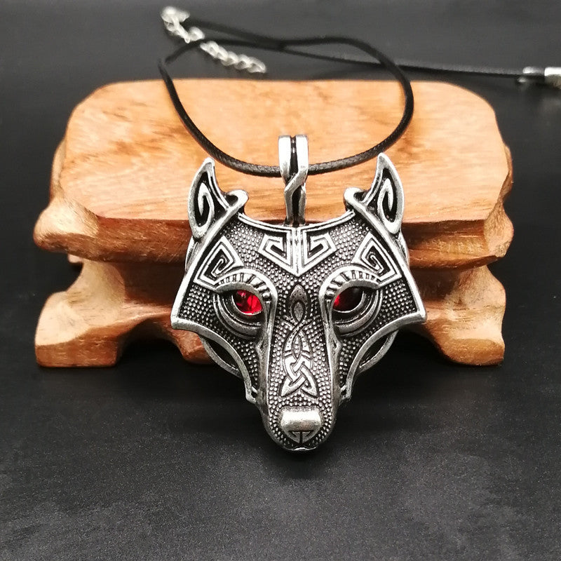 Viking Wolf Head Pendant Necklace