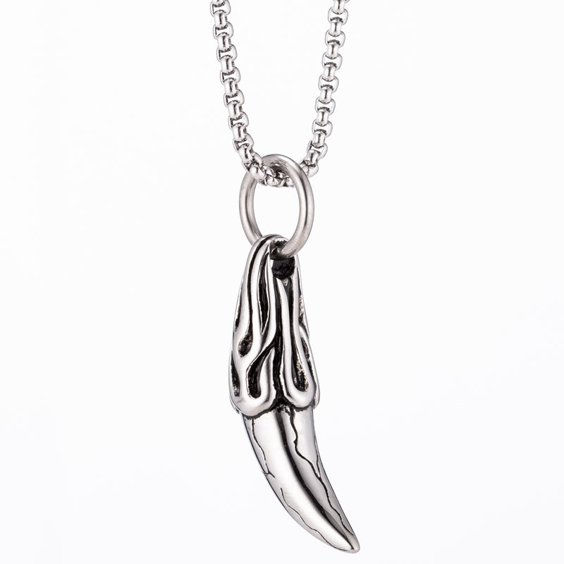 Titanium Steel Men's Wolf Tooth Necklace Pendant