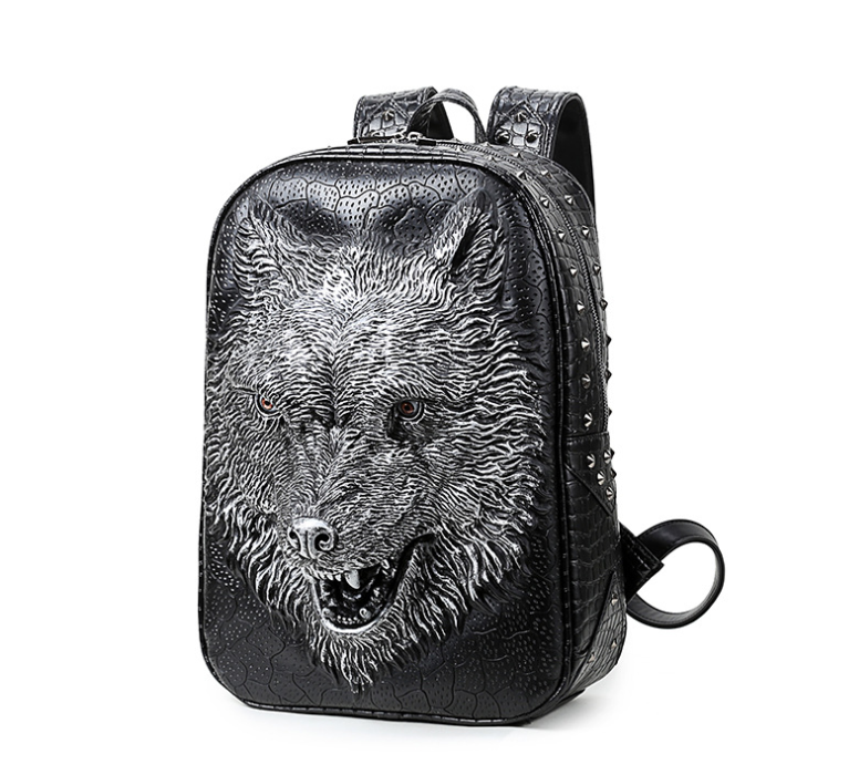 3D Wolf Head Backpack for Men and Women