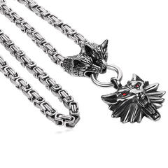 Viking Wolf Head Necklace – Stainless Steel