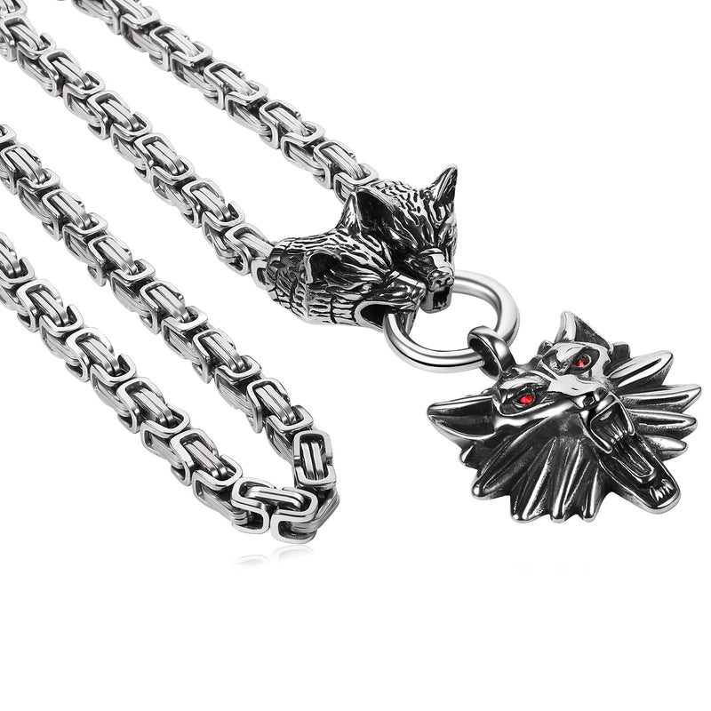 Viking Wolf Head Necklace – Stainless Steel