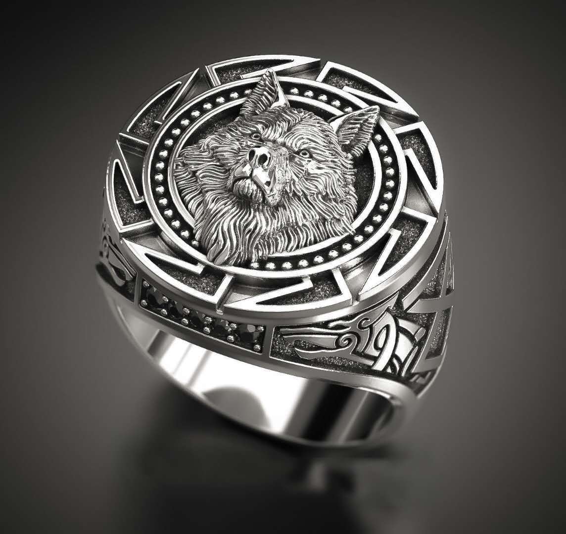 Two-Tone Wolf Moon Ring with Sunflower and Crystal
